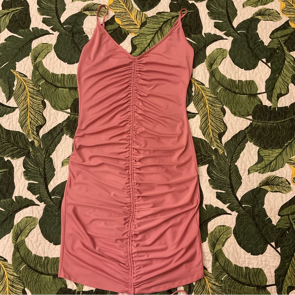 Fashion Nova Shanghai Ruched Dress Pink XL